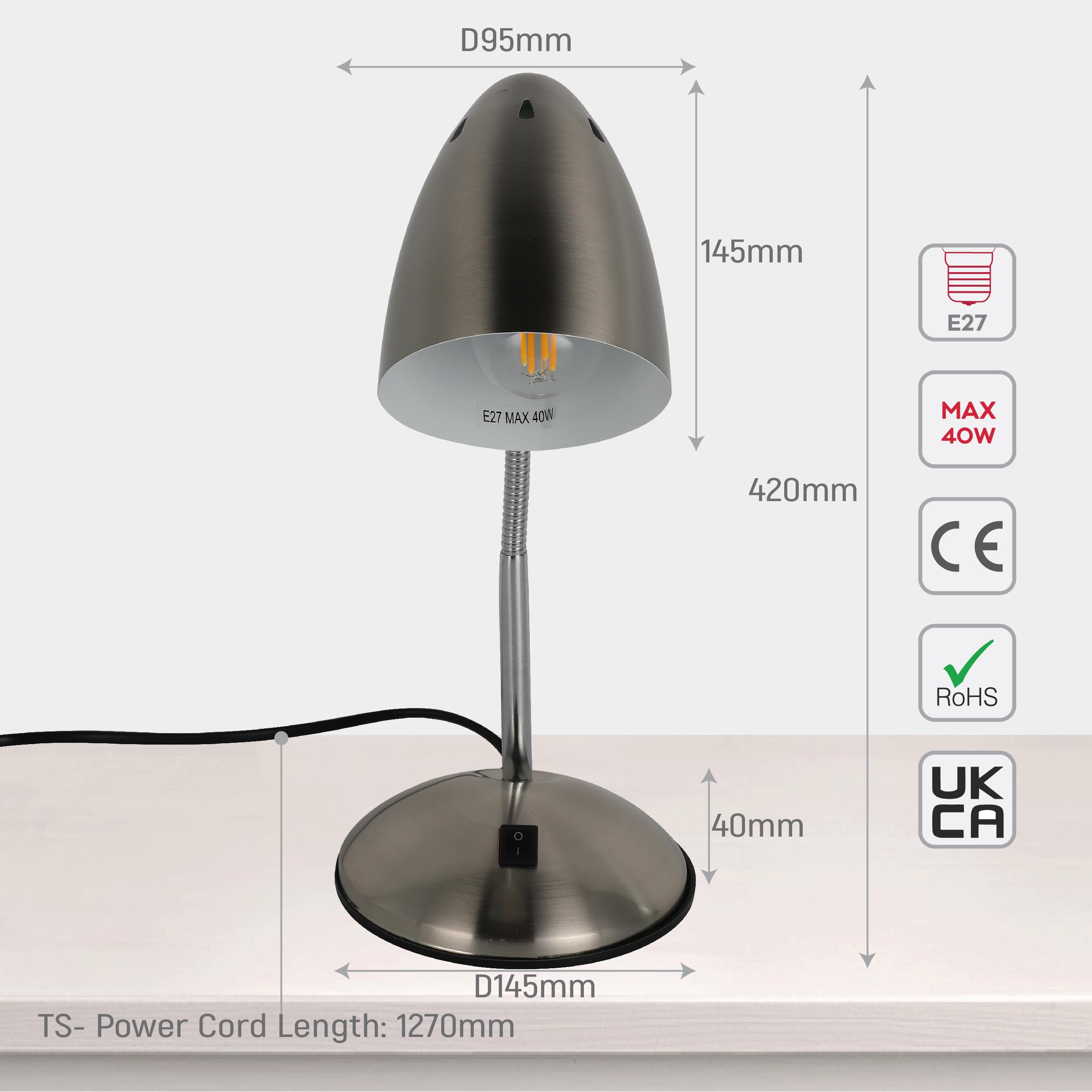 TEKLED® LED Desk Lamp, Sand Nickel - Image 4