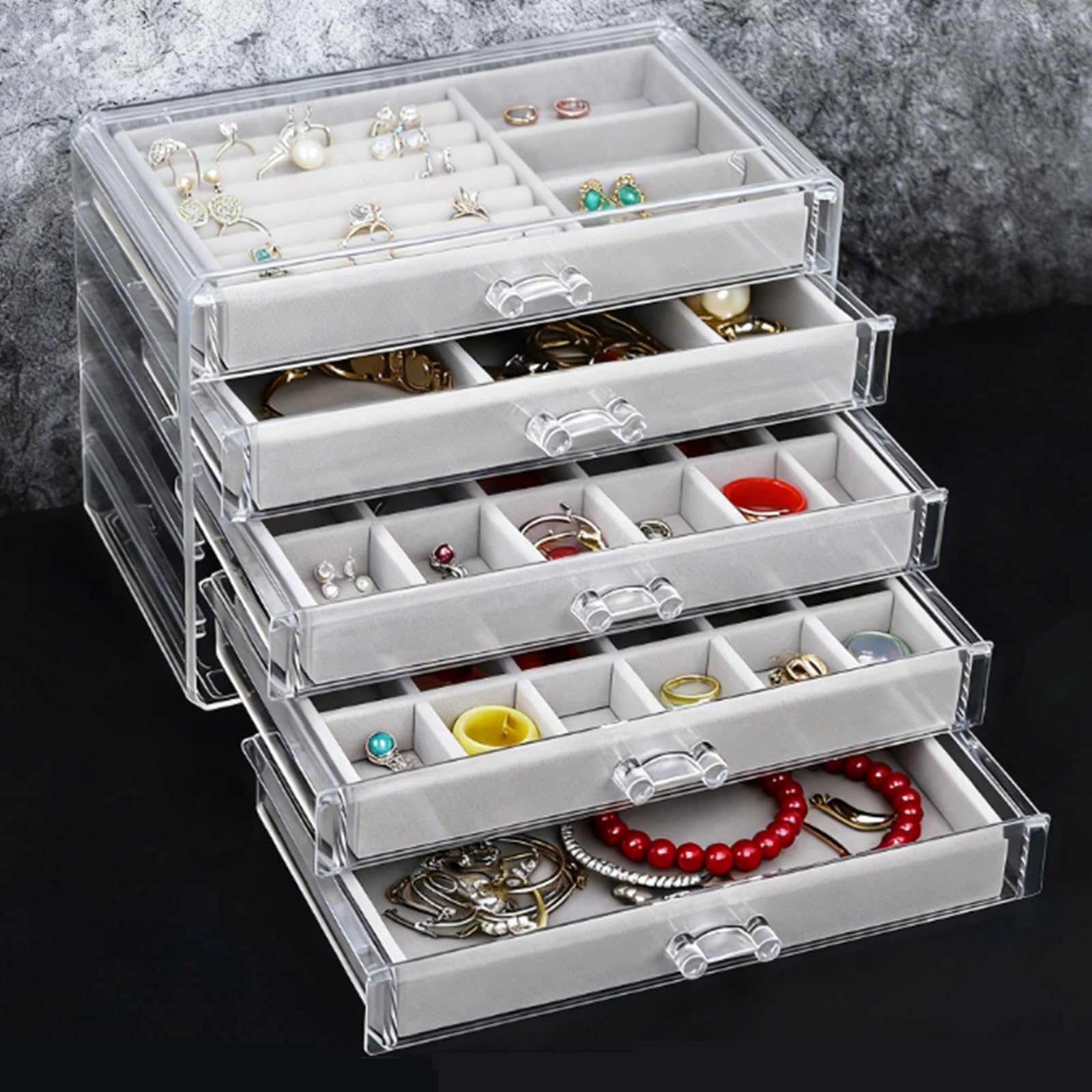 Amazon｜サムコス ジュエリーボックス 5層 引き出し アクセサリー