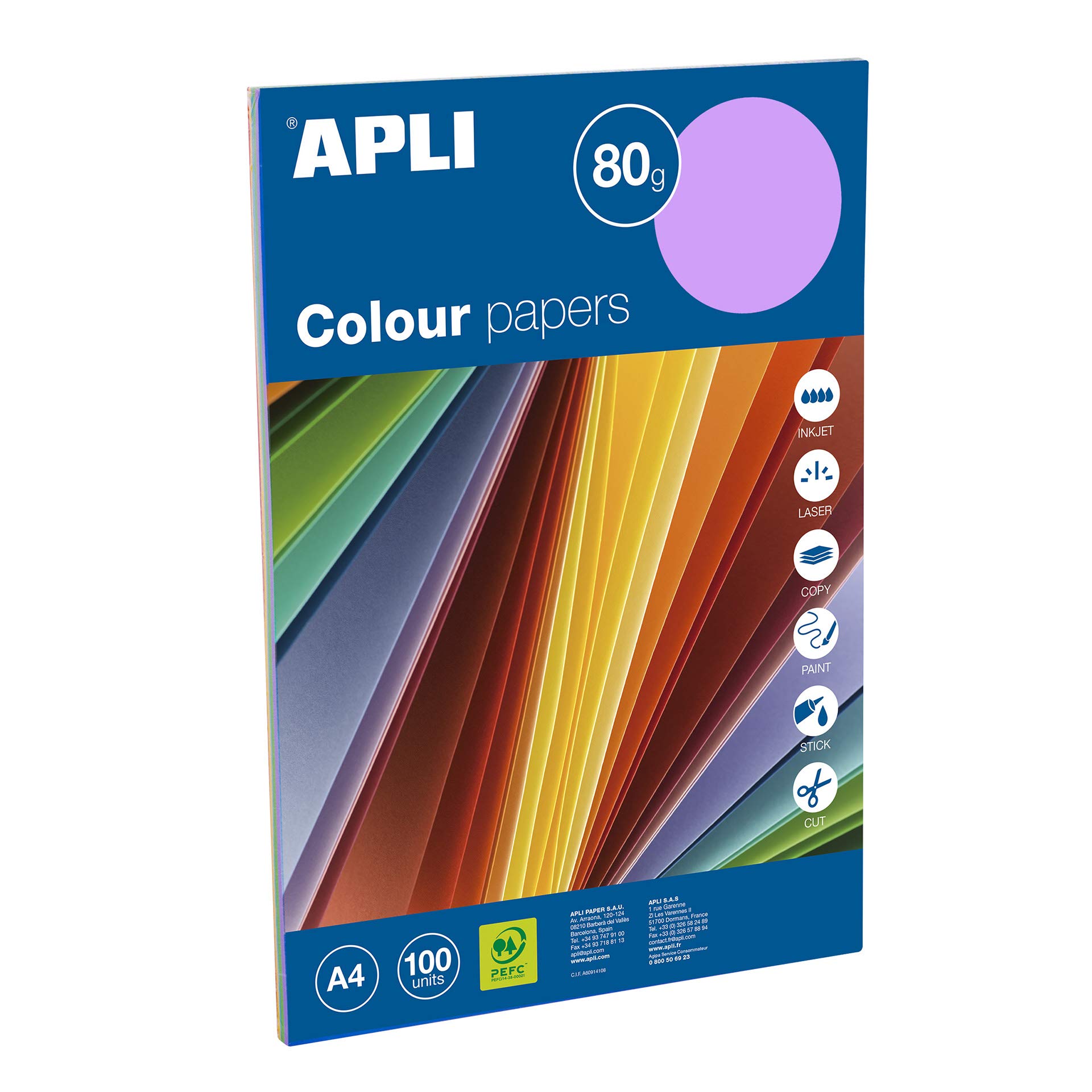 APLI 15279 - Papel color surtido intenso A4 100 hojas