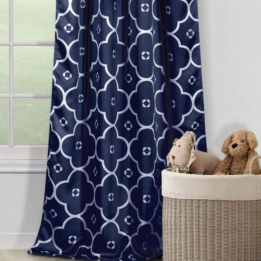 Duck River Textile Gingalia Heavy Blackout Pole Top Pair Panel, 39 X 84, Navy Blue White