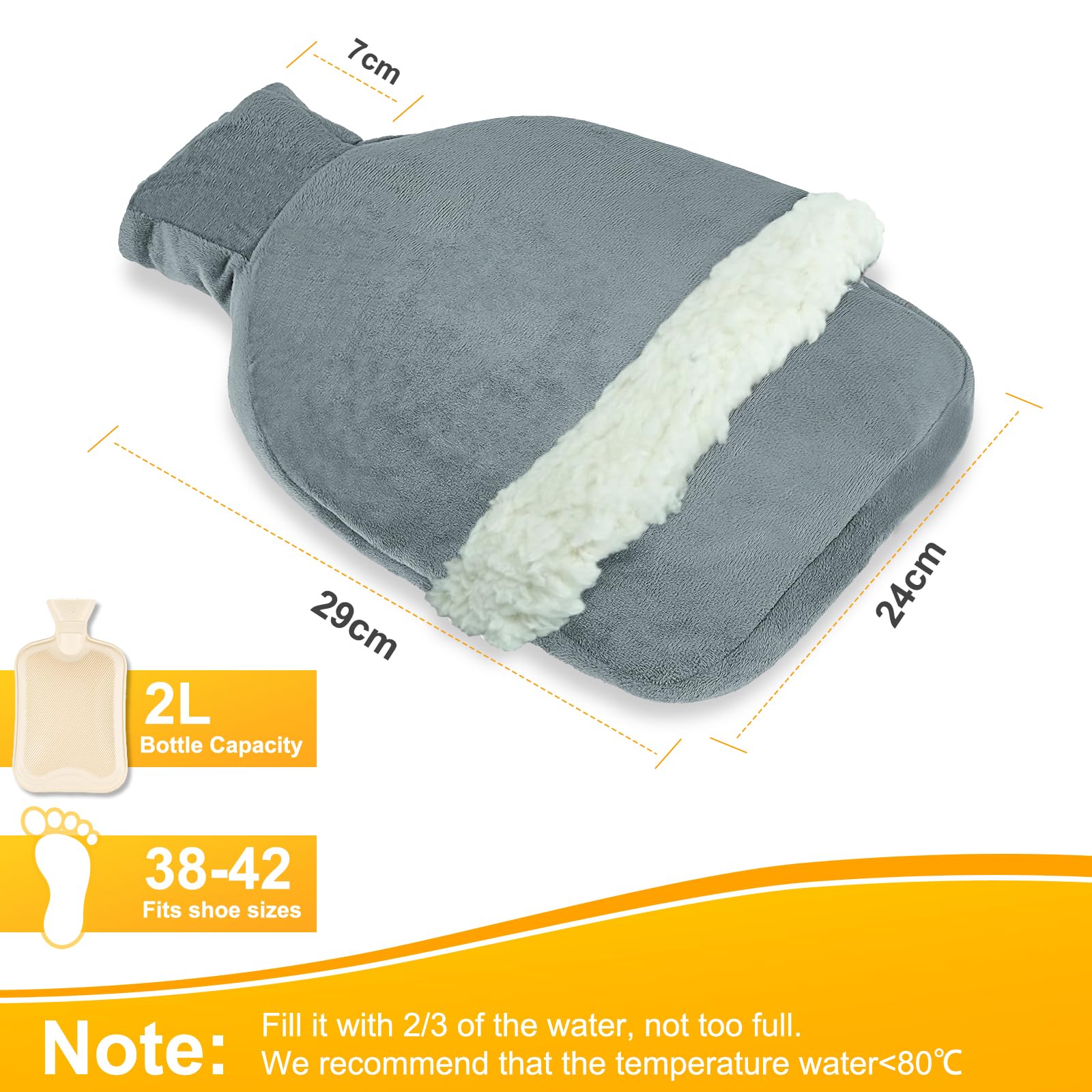 Calentador de Pies Eléctrico 2L con Funda de Felpa Suave para Hombres y Mujeres