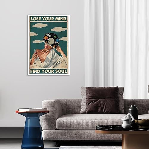 Miniatura 3 de Quark Póster vintage con texto en inglés Lose Your Mind Find Your Soul (Lose Your Mind Find Your Soul) para pared de salud mental, arte abstracto y