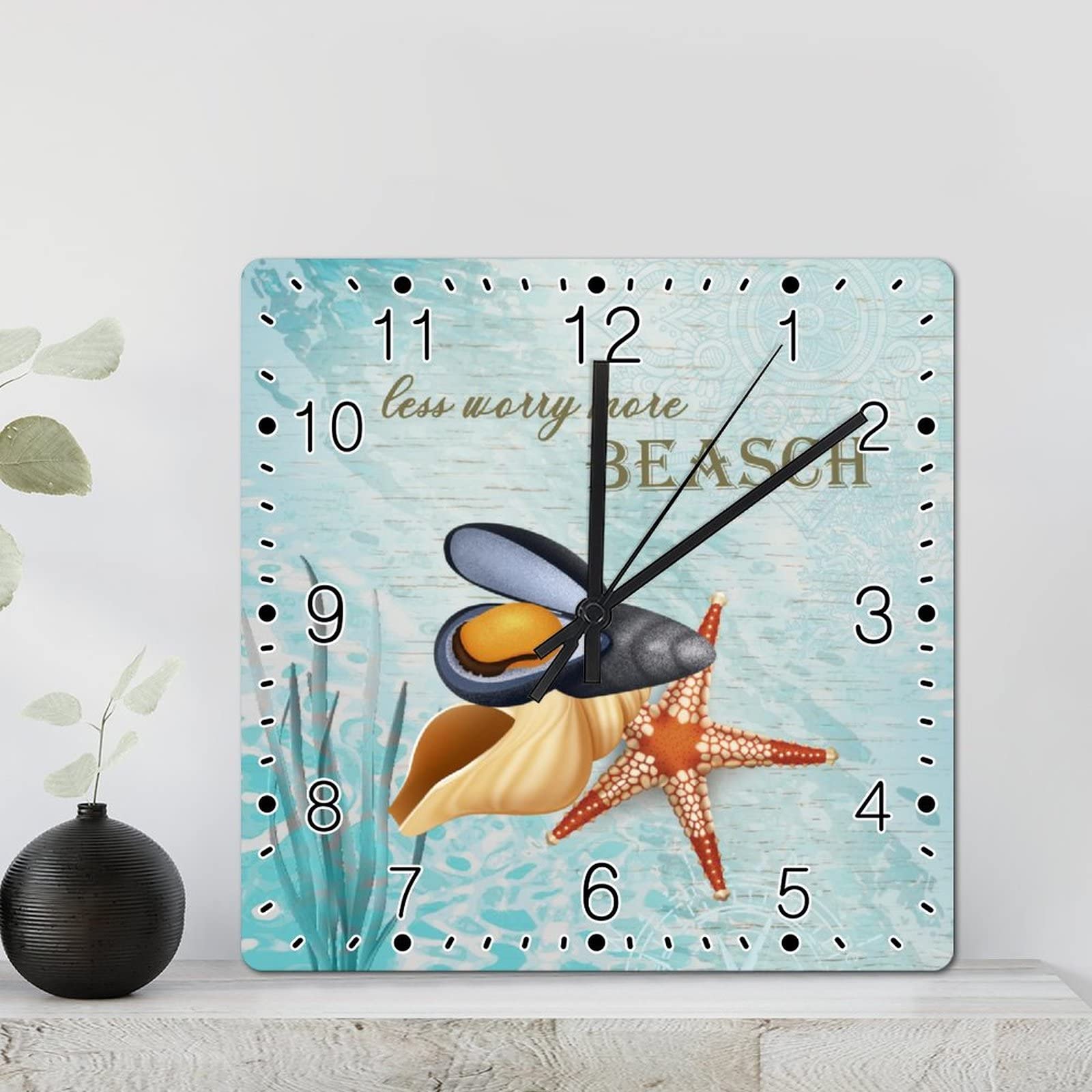 Horloge murale rustique en bois pour cuisine rétro et salon avec message de foi