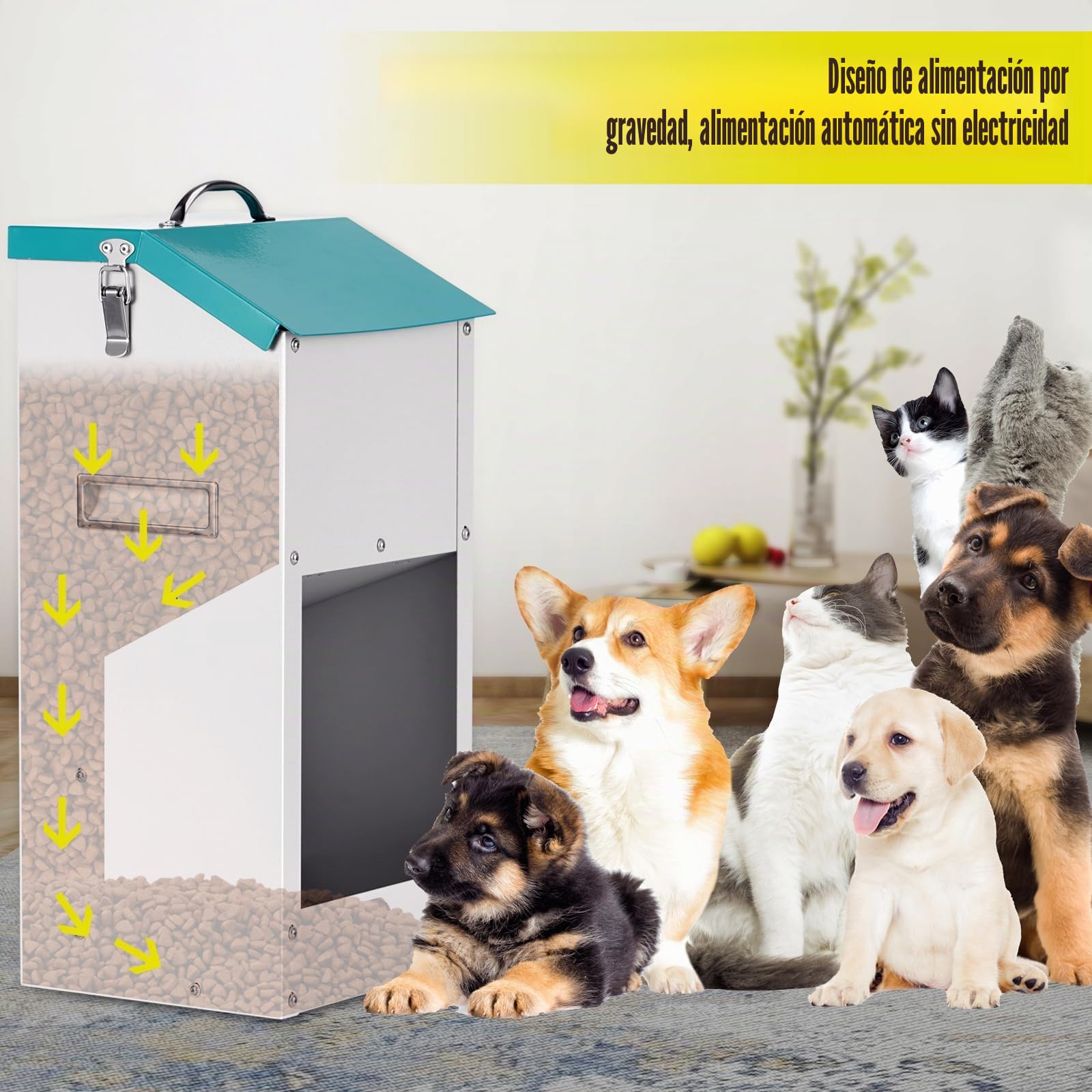12lbs Futterautomat für Hunde und Katzen automatische Hundefutterautomat Hundefutterspender für Haustiere Outdoor Hundefutterspender Wandhang Selbstfütterungsstatio