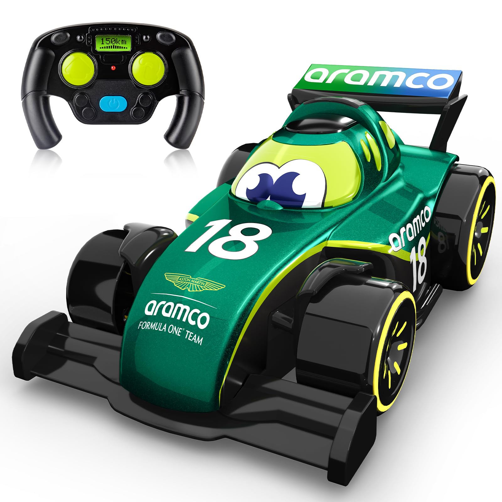 Aston Martin Aramco F1 Spielzeug Cartoon 2.4G Ferngesteuertes Auto ab 2+ jahre Jungen Realistisches F1 Modellauto Rennwagen für Kinder erwachsene Motorsport Fans Sammlergeschenk Geburtstagsgeschenk