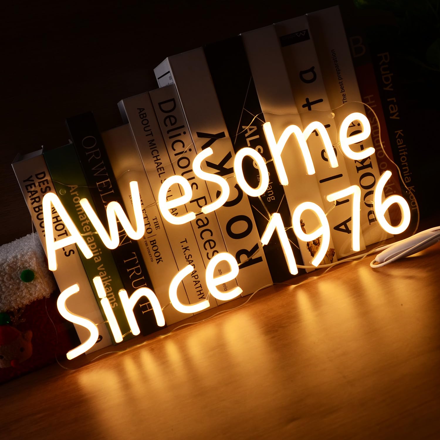 Awesome Since 1976 Neon Signs Warm White Happy 50 Years Old Birthday LED Lamp for Men Women Fifty Glowing Light for 50th Wedding Anniversary Party Decorations