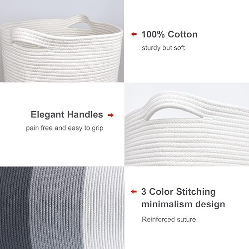 Miniatura 5 de Cesta grande para ropa sucia para niñas y niños, 72 litros, canasta alta para ropa sucia, cesta de manta tejida de cuerda de algodón para