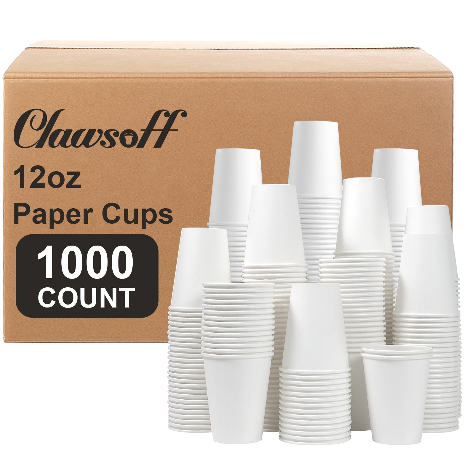 1000 Pack 12 oz Disposable Paper Cups,White Paper Coffee Cups Bulk 1000 Count,Hot & Cold Beverage Drinking Cup for Party,Home,Office,Picnic and Events