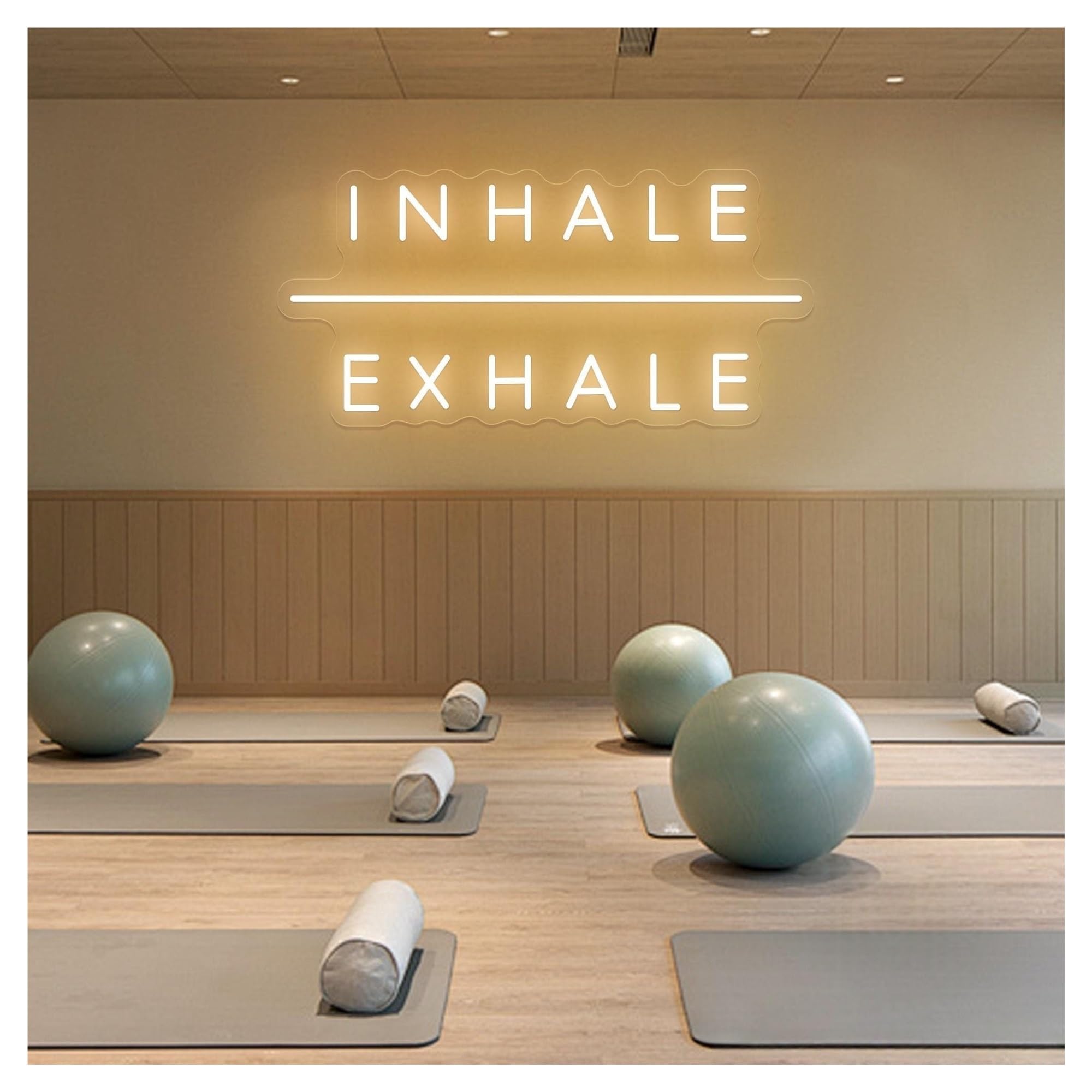 Shouxi A Sign Lamp Inhale Exhale Neon Sign, Light, Yog Room Pilates Decor, Home Gym Wall 45.7Cm(A)