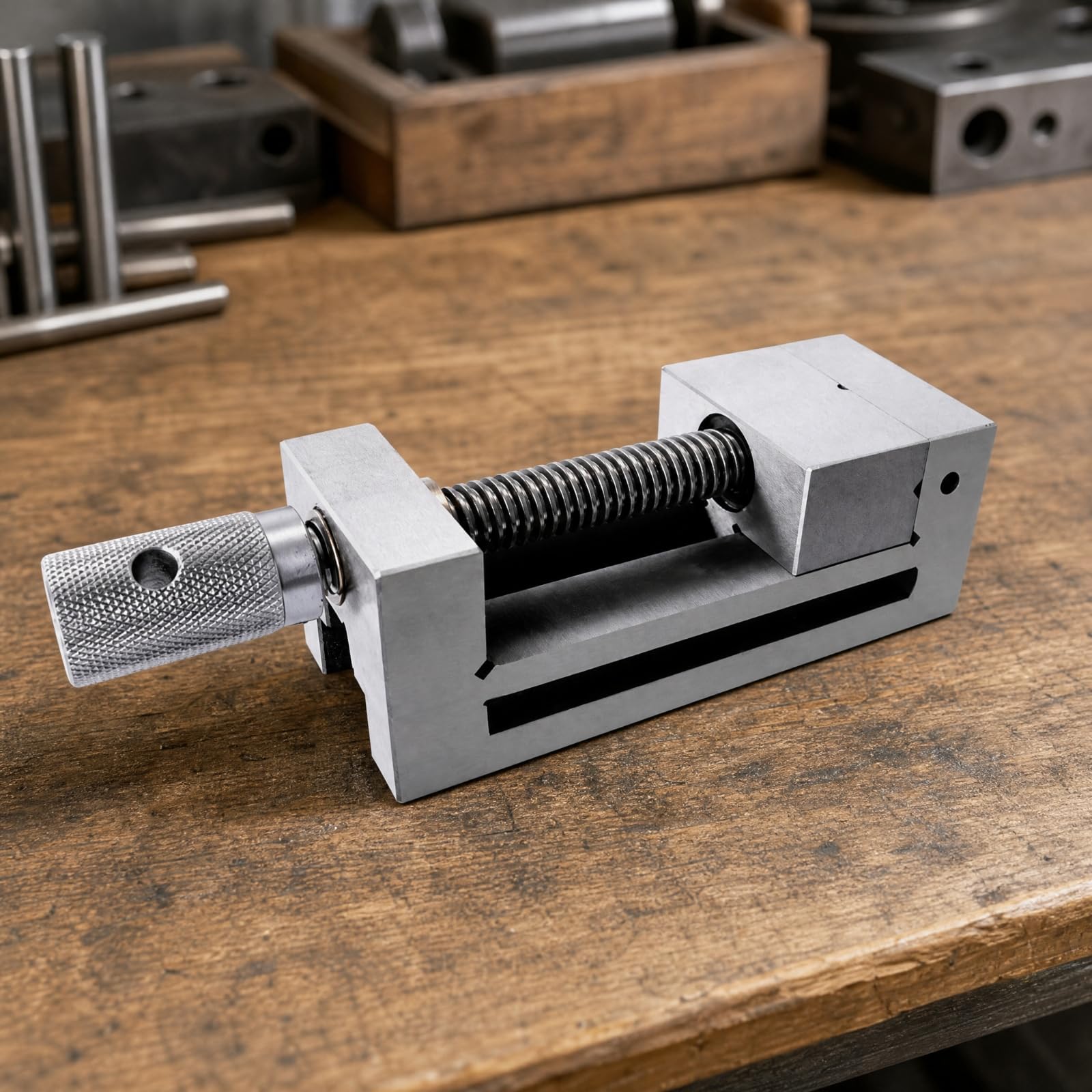 Morsa con Chiave in Dotazione Durevole | Morsa da Banco di Precisione, Resisn, per Officina, Meccanici, 4IN, Acciaio Inox