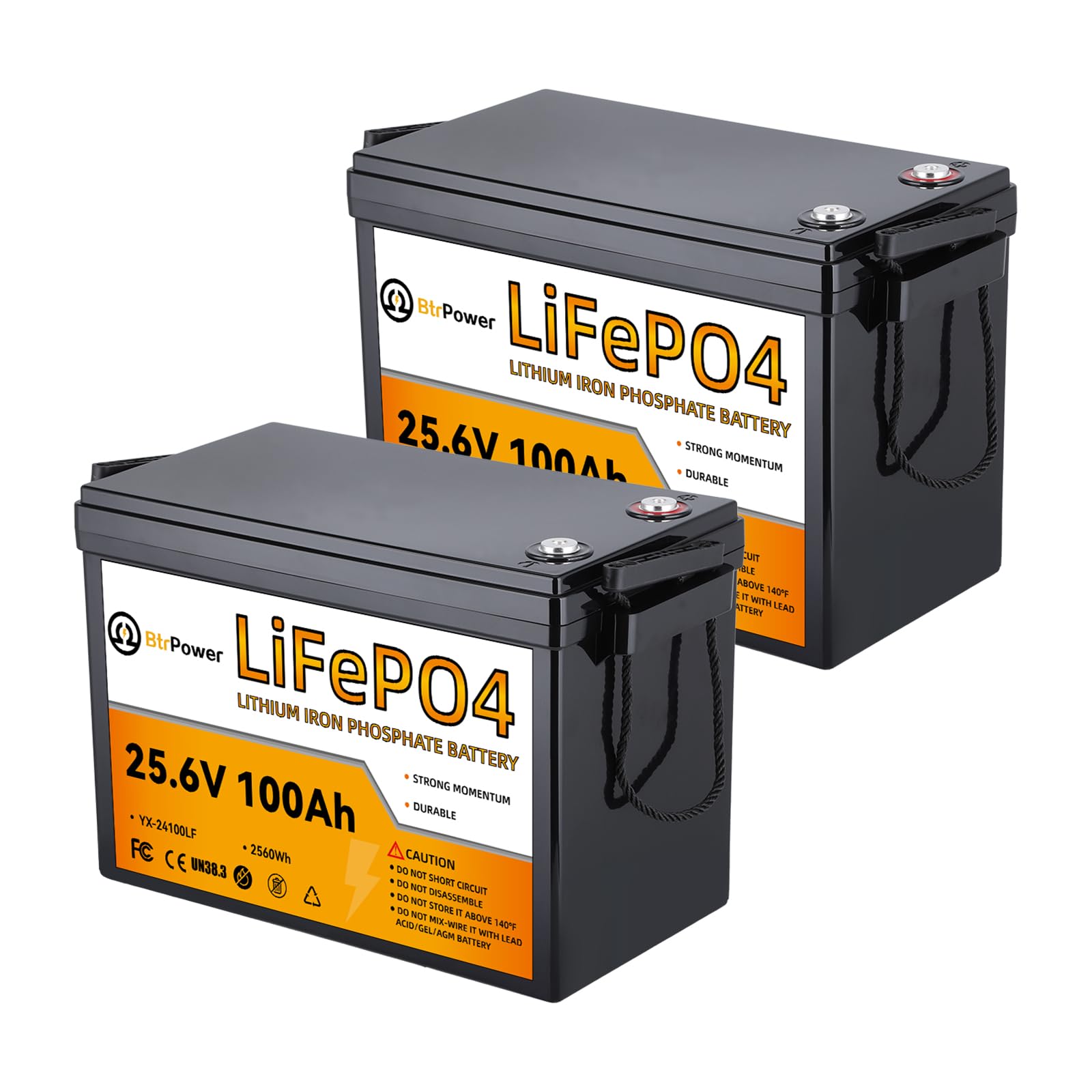 2 Pack 24V 100Ah LiFePO4 Battery, Built-in 100A BMS,2560Wh Lithium Battery,4000-15000 Deep Cycles &amp; 10-Year Lifetime, Perfect for Marine, RV, Marine, Trolling Motor, Solar Off-Grid System