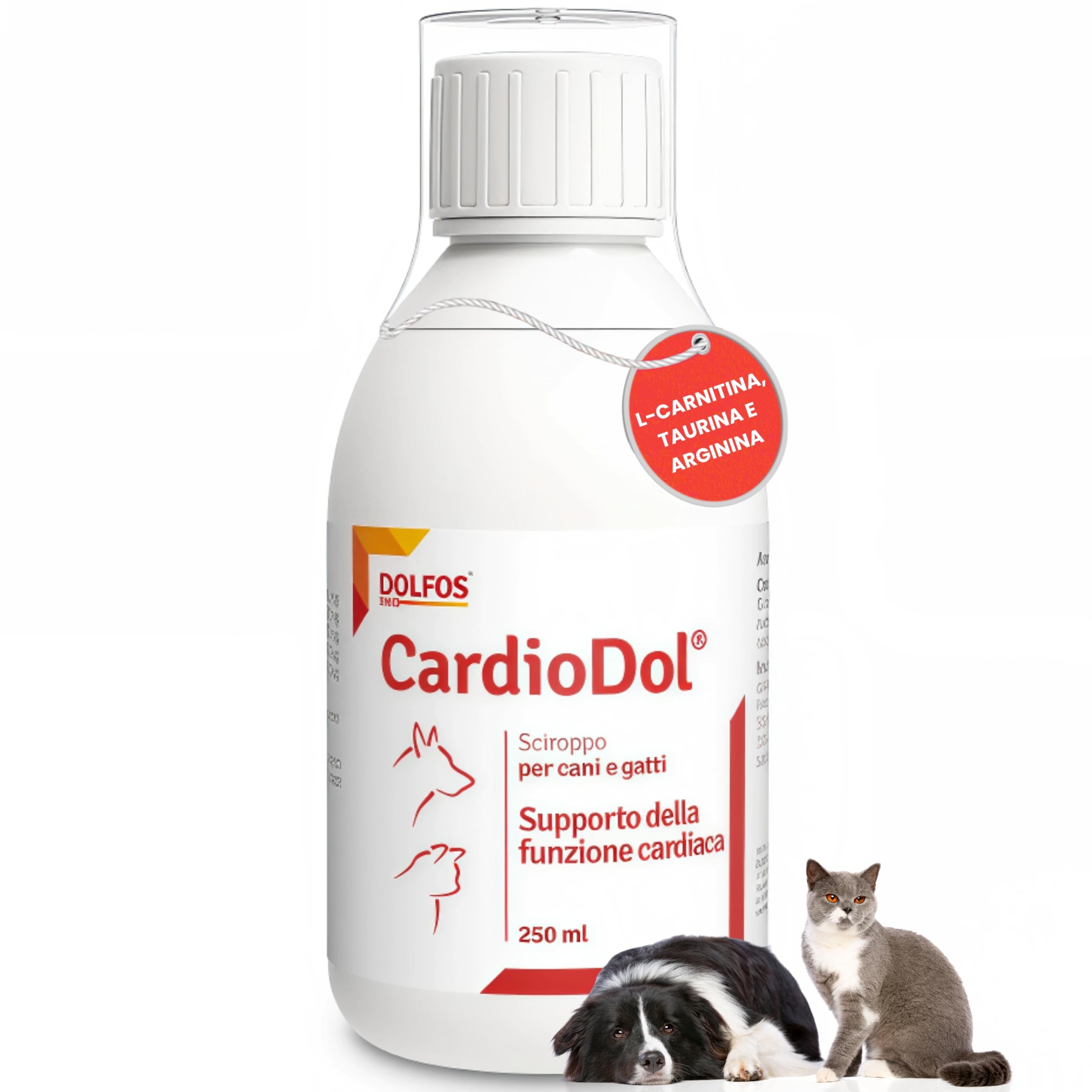 DOLFOS PETS CardioDol 250ml - Integratore Supporto Funzione Cardiaca in Cani e Gatti - Alimento Complementare Cuore, Favorisce la Salute del Muscolo Cardiaco - Facile Somministrazione