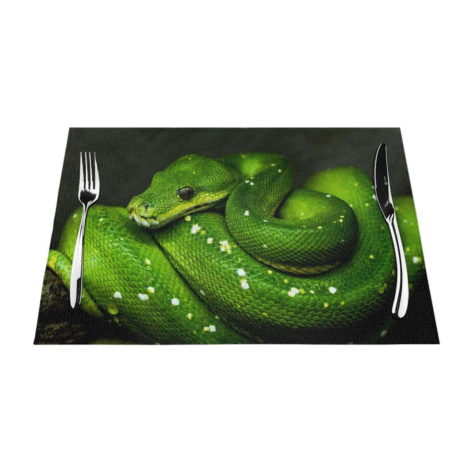 Set de table serpent vert de qualité supérieure texture reptile lot de 6 pièces
