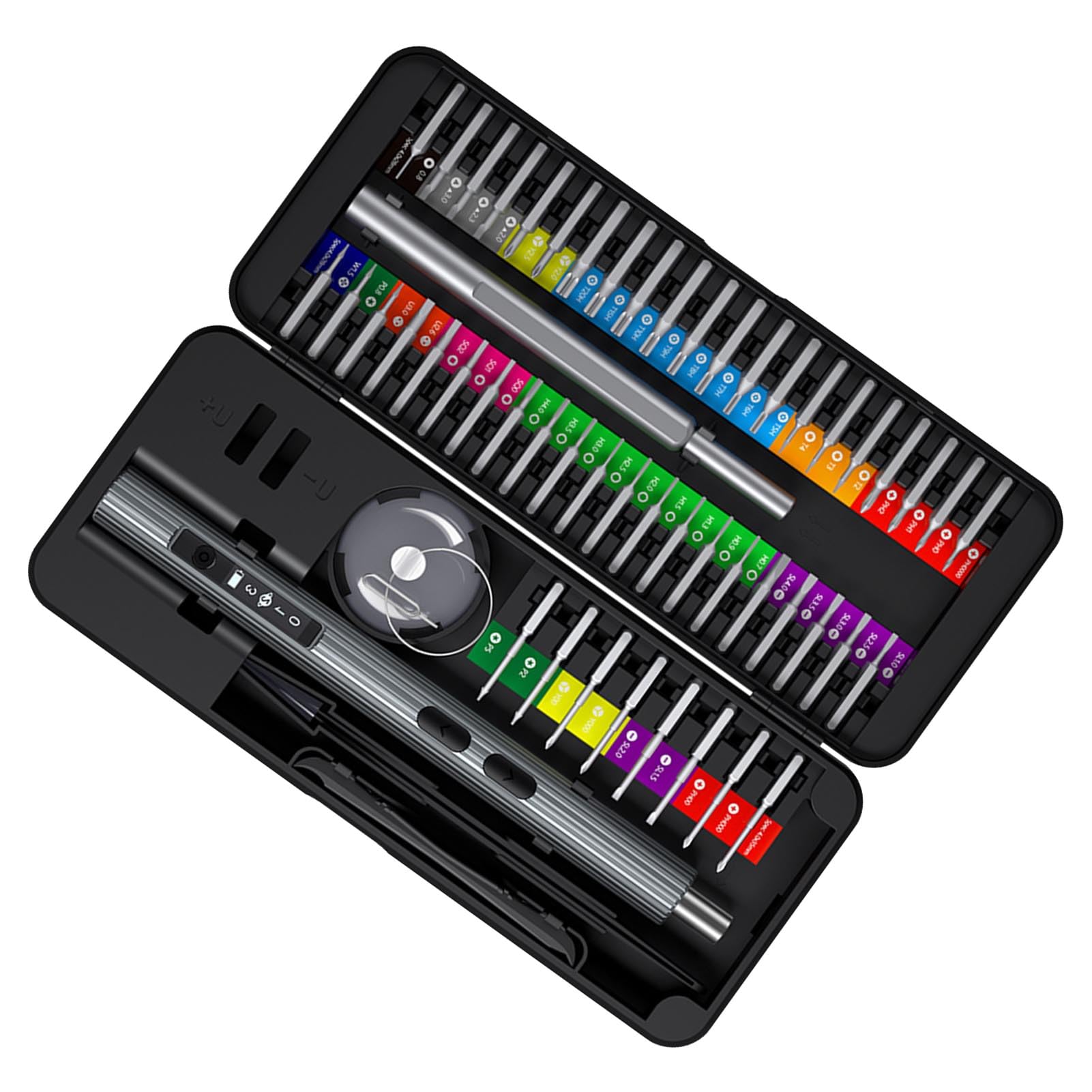 Set Cacciaviti Elettrici con Punte in Acciaio S2, Kit Cacciaviti 58 in 1, 350mAh Ricaricabile, 200rmin, Doppie Impugnature Elettriche e Manuali per Riparazione Console Telefono PC Tablet