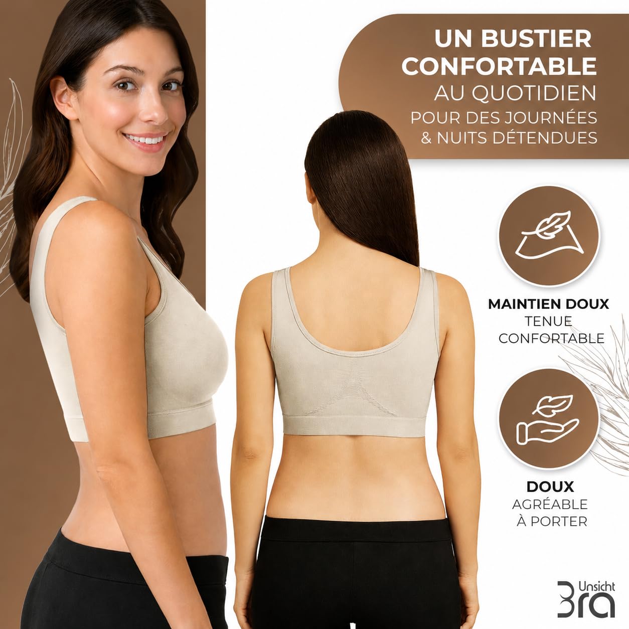 UnsichtBra Femme Soutiens-Gorge sans Armatures,sans Coutures et sans Crochets | Confort Soutien Gorge de Tous Les Jours