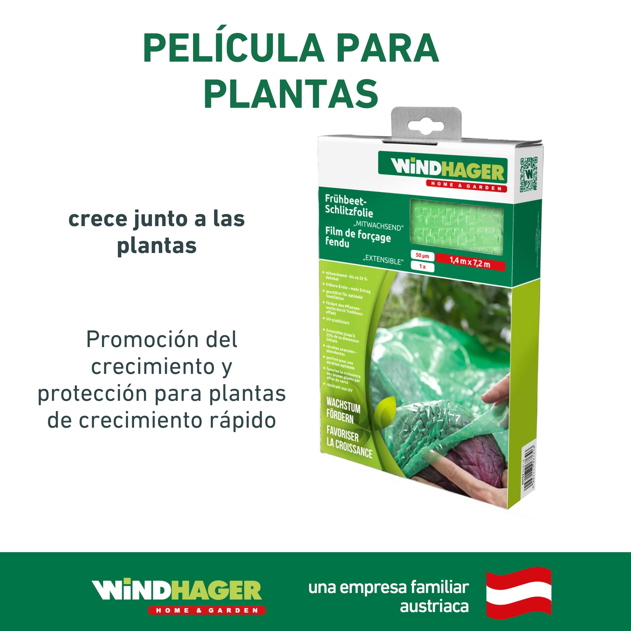 Windhager Película de Marco frío Que Crece con tu Hijo, película para Plantas para protección Durante Todo el año, película de Marco frío, película para Plantas, Verde, 7,2 x 1,4 m
