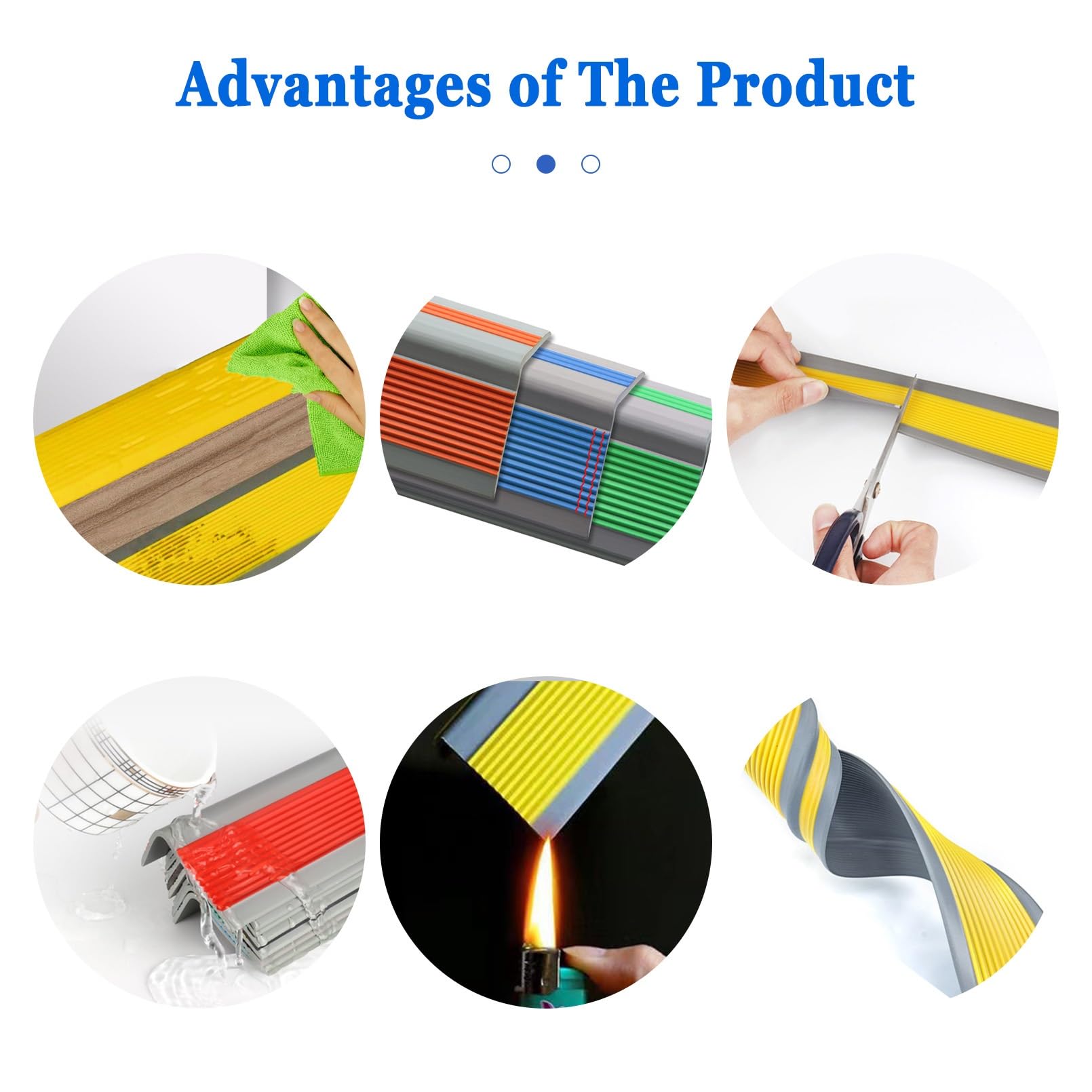 Perfil de Borde de Escalera Tira Antideslizante Tira, Perfil de PVC Autoadhesivo de Borde Para Escaleras, Utilizado Para Escaleras Interiores Y Exteriores, Tiras Antideslizantes Para Peldaños(Grayish