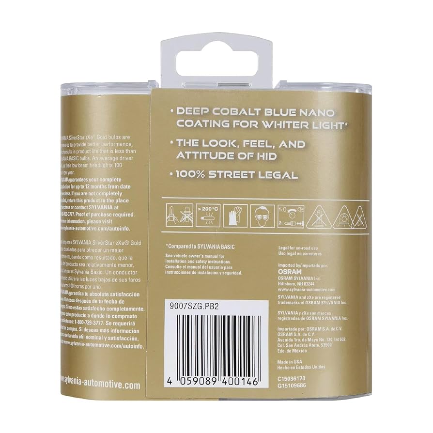 HS Sylvania 9007 SilverStar zXe Gold Halogen Headlight Bulb