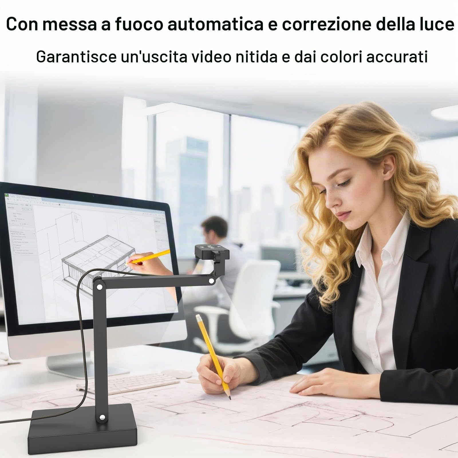 12MP Telecamera Documenti, 4K Visualizzatore - Luce LED, Autofocus Dual e Microfono - Pieghevole - Compatibile con Mac/Windows/Chromebook - Ideale per Dimostrazioni e Didattica a Distanza