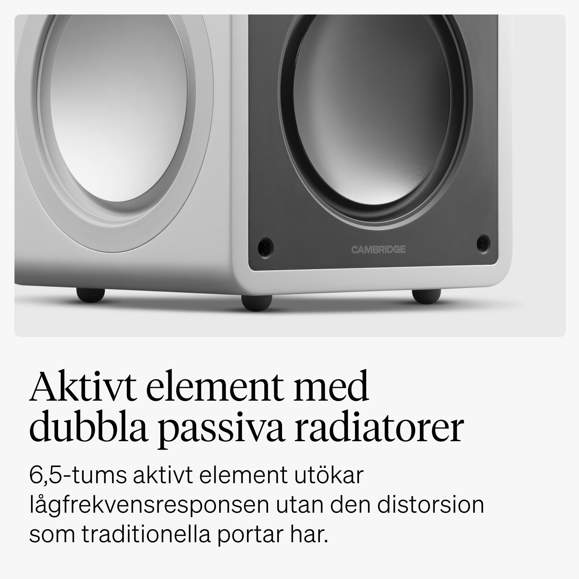 Cambridge Audio MSX SUB 200 Caisson de Basses Actif 200W Compact Enceinte HiFi Grave Double Haut-Parleur Réglage Fréquence Phase Home Cinéma Stéréo Blanc