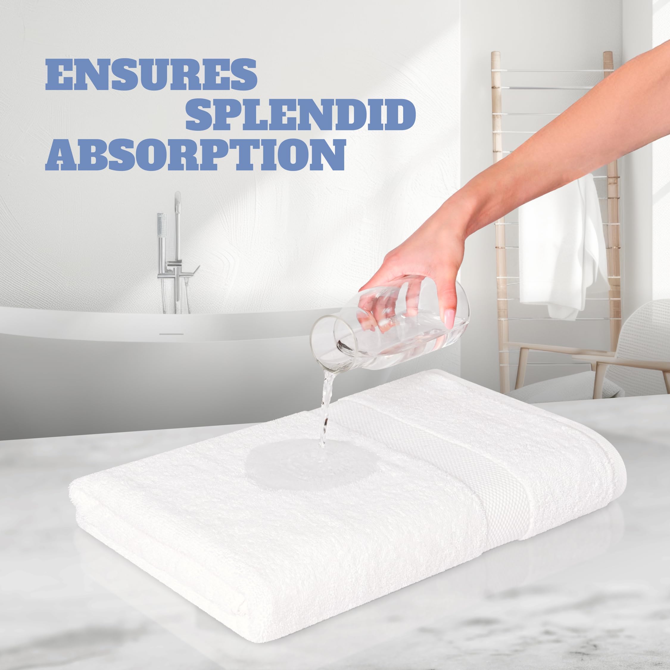 Classic Accessories WhiteClassic bawełniane ręczniki kąpielowe do hotelu-spa basenu-siłowni - łazienki - bardzo miękkie chłonne ręczniki z pierścieniami - 4 opakowania - białe - 68 x 130 cm (biały, 4)