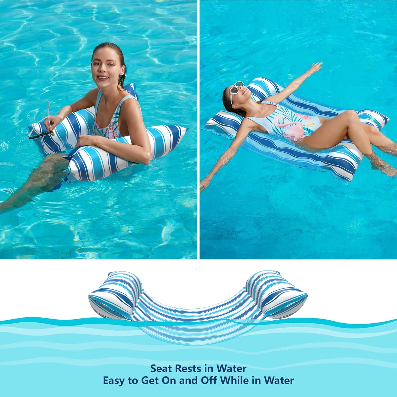 Flotador Reclinable Para Piscina Y Lago – Hamaca De Agua Multiusos – Asiento De Natación Ergonómico Y Plegable – Ideal Para Viajes Y Relax