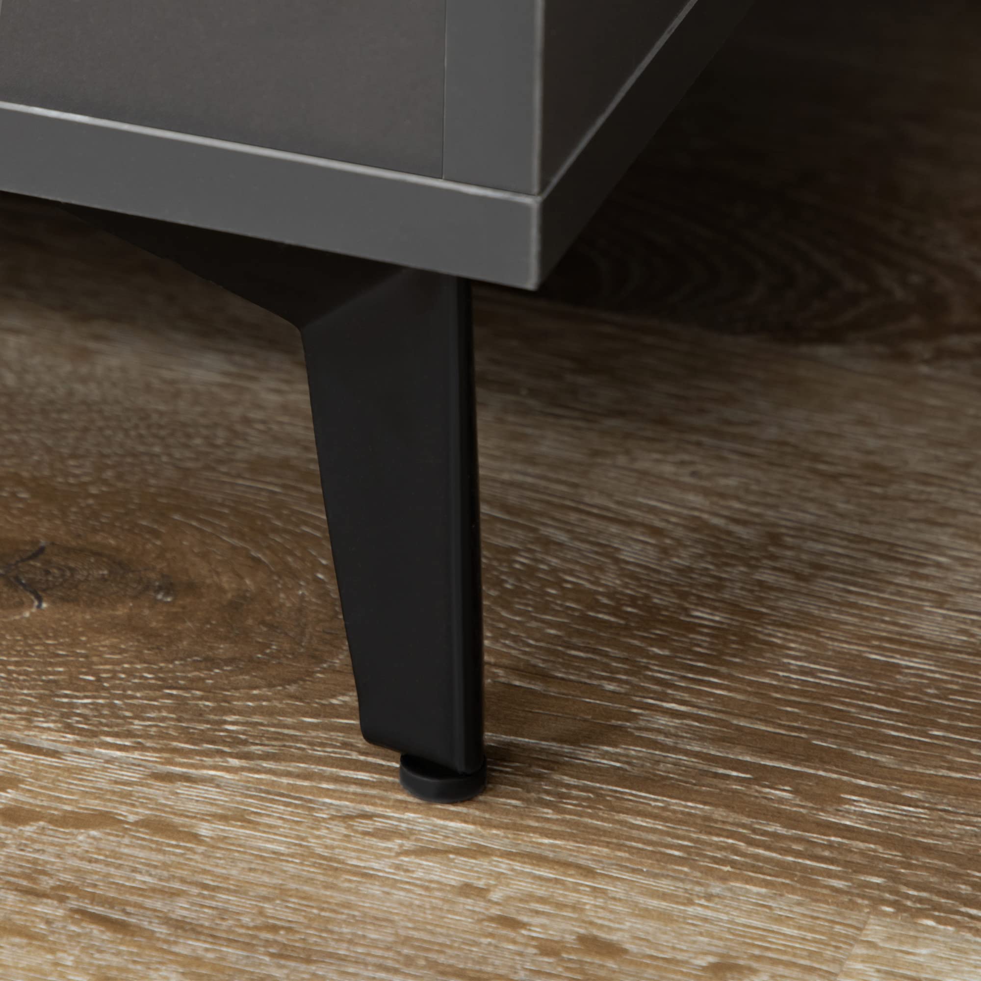 HOMCOM Buffet Cuisine Armoire Meuble de Rangement 180 cm Noir Bois Gris | pour Cuisine, Salon, Salle de Bain, Design Industriel, Piètement Métal, Meubles de Salle à Manger