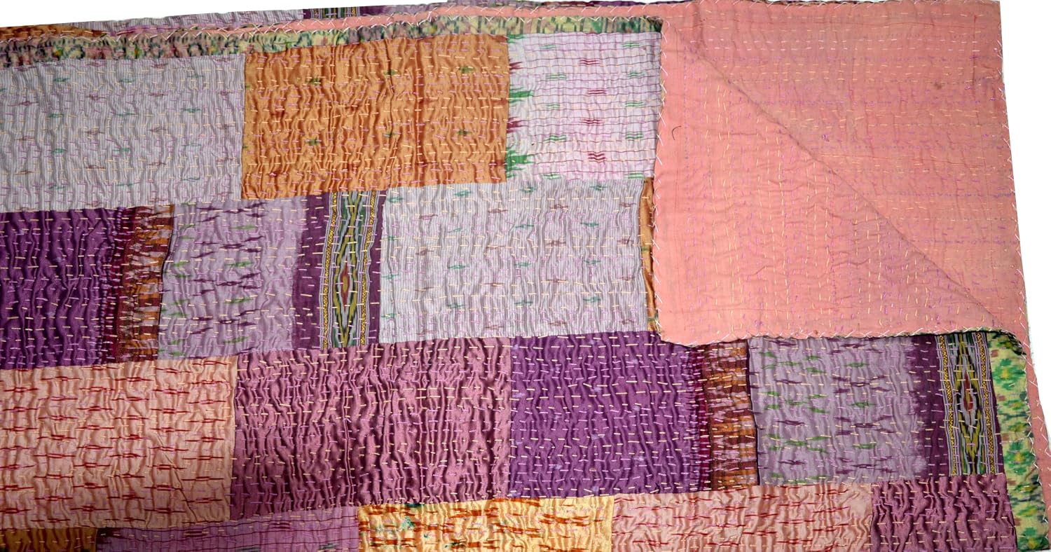 trapunta in stile indiano - trapunta estiva patchwork - trapunte vintage doppie dimensioni - coperte tradizionali - coperta kantha - trapunta indiana patchwork