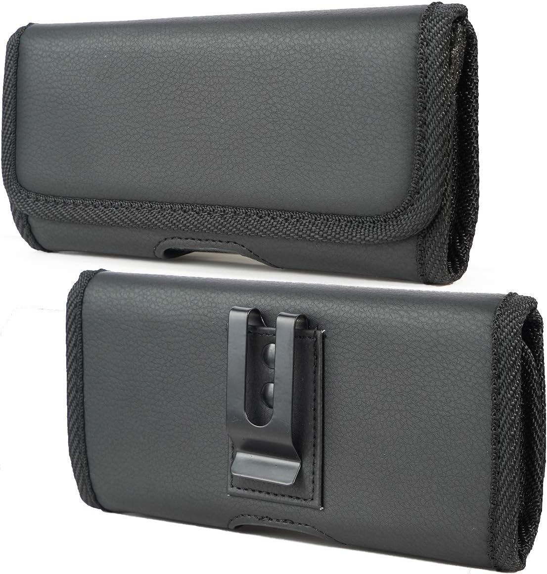Case for Galaxy Z Fold 4 Phone, Nakedcellphone Black Vegan Leather Horizontal Pouch [Metal Belt Clip, Magnetic Closure] for Samsung Z Fold3 5G ZFold 2 (SM-F916, 2020) (SM-F926, 2021) (SM-F936, 2022)