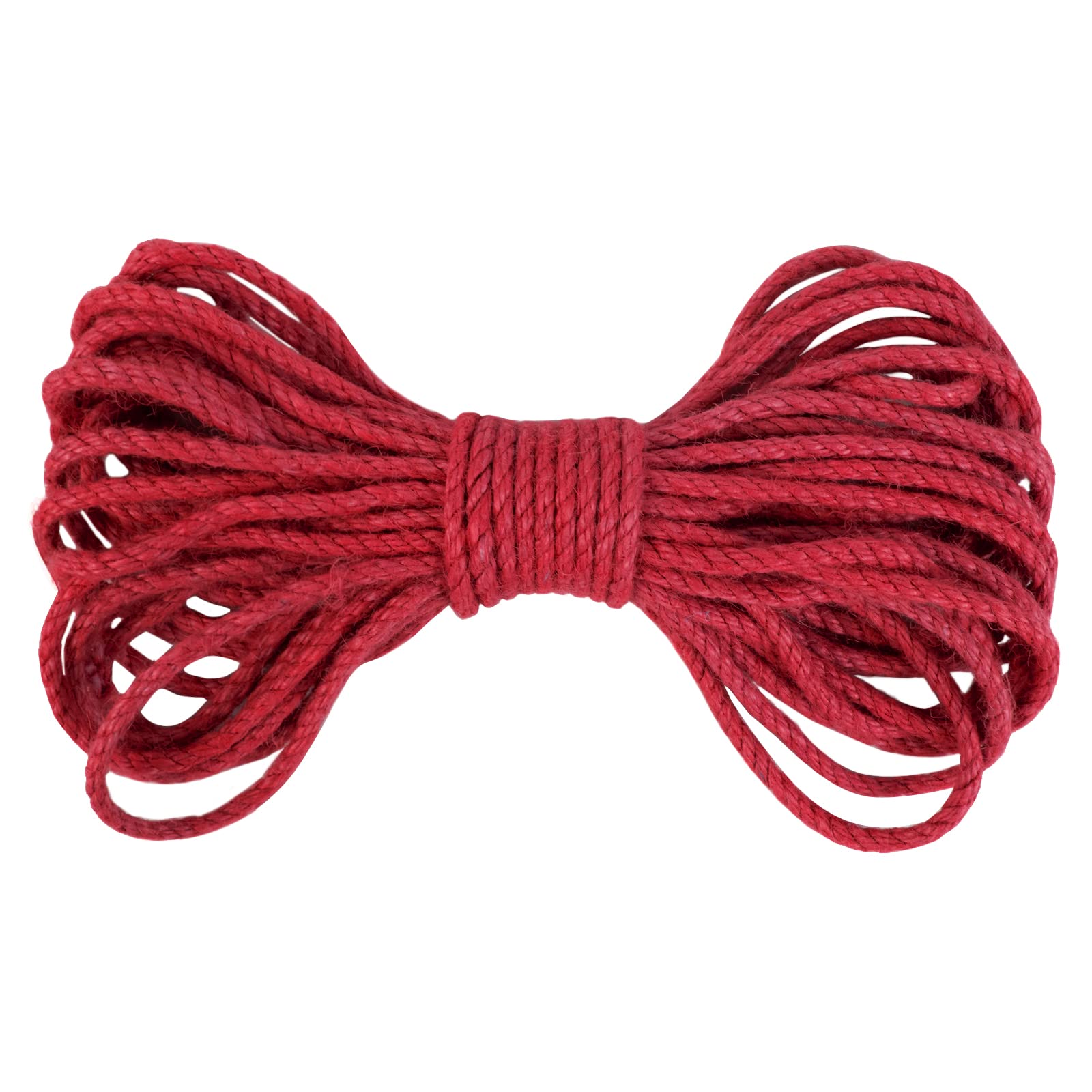 LEREATI 5mm Hemp Rope, Garden Twine String Natural Jute Rope, Thick Twine Craft Rope for DIY Crafts, Gardening, Cat Scratcher Post, Bundling, Floristry, Decoration (10m, Red)