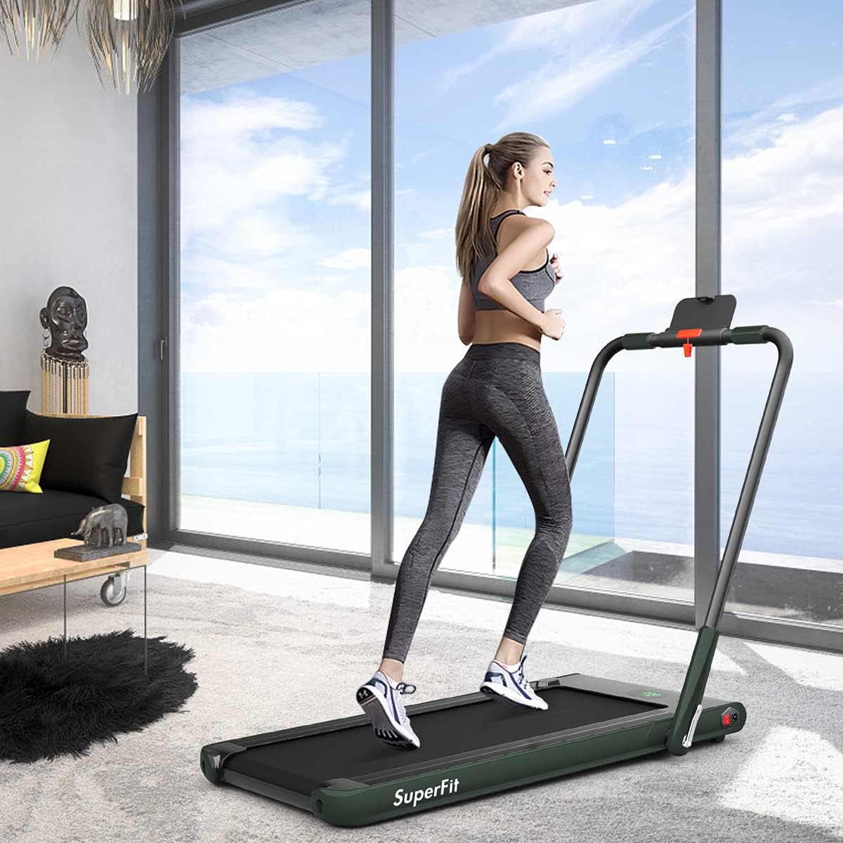 GYMAX Walking Pad, Foldable Under Desk Treadmill with LED Monitor, Remote Control, Smart App Control, Folding Portable Desk Treadmill for Office Standing Desk, Home Office Treadmill