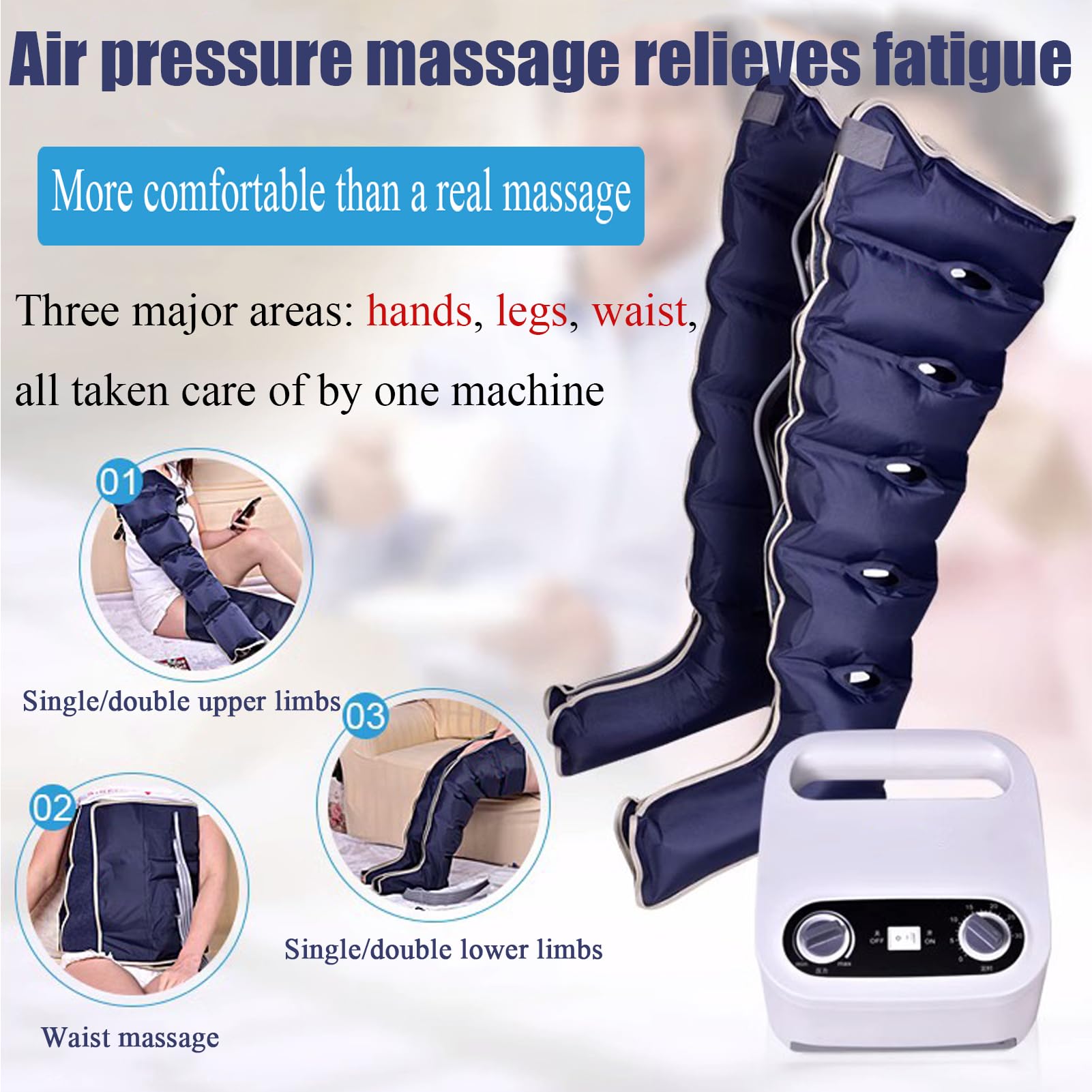 Macchina massaggiante elettrica a compressione d'aria a 6 cavità, strumento per il rilassamento di tutto il corpo, vita, braccia e gambe, allevia il dolore alle gambe con drenaggio linfatico