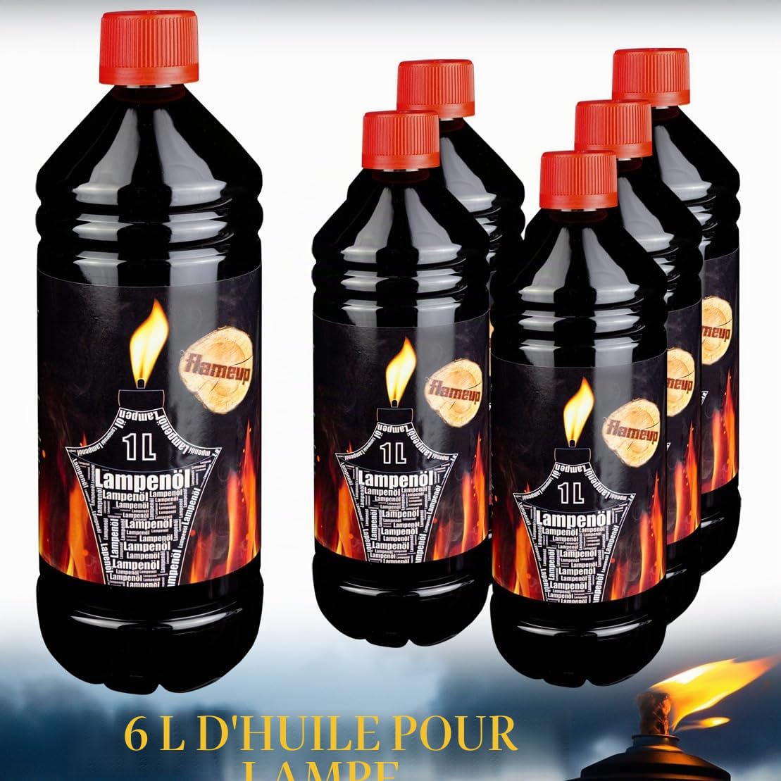 L'huile pour Huile de Lampe 1-24 Litres torche neutre lanterne bouteilles intérieur extérieur Flameup, Numéro:6 L
