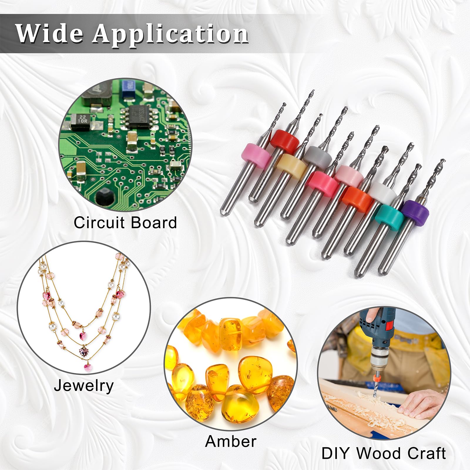 OwnMy Juego de 40 brocas para PCB de 0,1 mm a 3,0 mm, brocas de carburo de flauta en espiral para placa de circuito, mini brocas para grabado CNC de joyería, brocas pequeñas para piedra de metal
