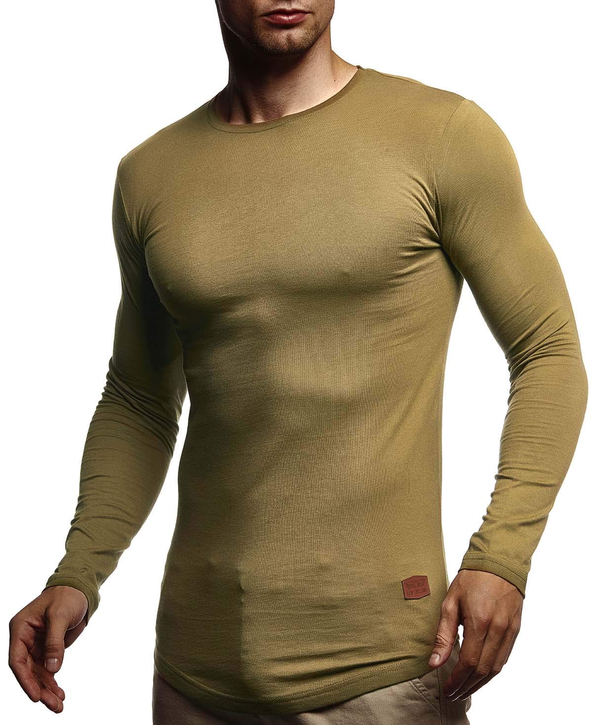 Leif Nelson Herren Langarmshirt Basic Pullover Rundhals-Ausschnitt Slim Fit Longsleeve Rundkragen Männer Pulli Sweatshirt Langarm Crew Neck LN8394