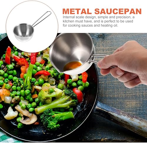 Miniatura 6 de NAMOARLY Pour Oil Olla pequeña cacerola de acero inoxidable cacerola pequeña olla de acero inoxidable olla mini estufa degustación platos cuchara de