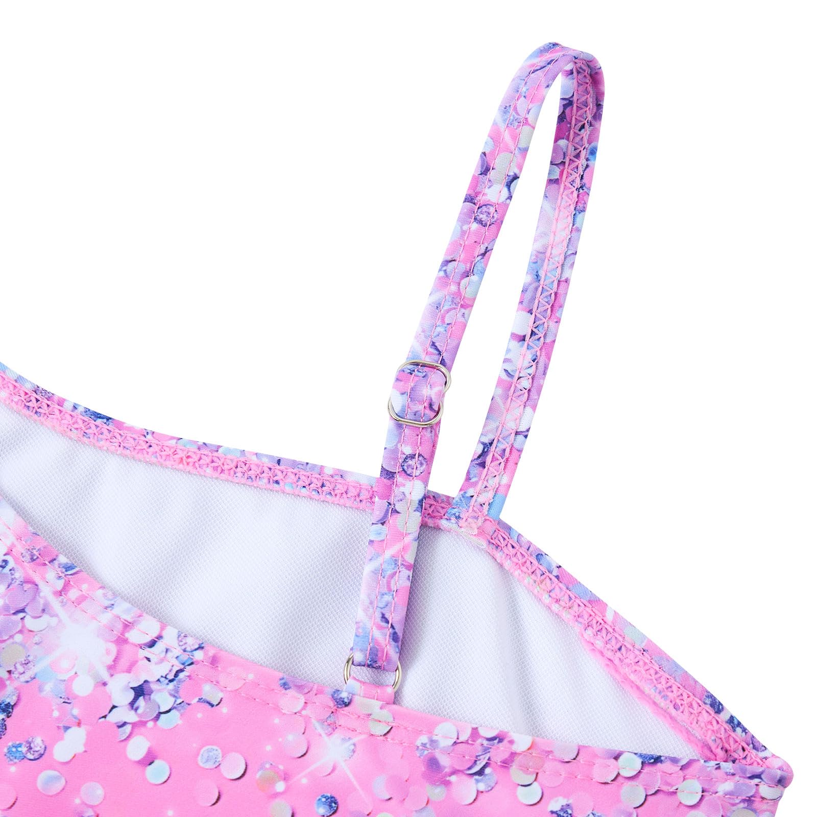 RAISEVERN Costume da bagno per ragazze, 3 pezzi, costume da bagno carino ad asciugatura rapida, bikini tankini set con copricostume da spiaggia per 5-12 anni