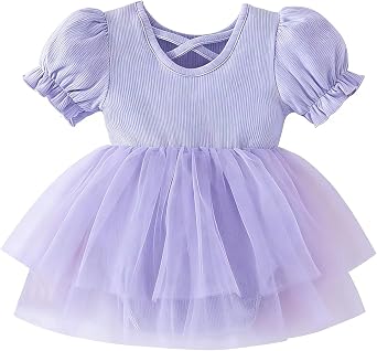 Newborn Baby Girl Romper Dress Ruffle Short Sleeve Solid Casual Tulle Dresses Baby Girl Clothes for Girls 0-24Months
