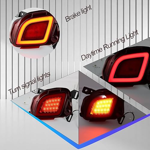 Miniatura 2 de 2 piezas Reflectores de lente roja para parachoques trasero Compatible con Toyota Highlander 2015-2018 Faro antiniebla trasero LED Luz de freno DRL