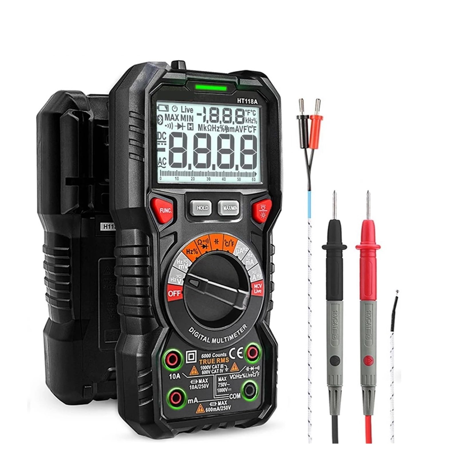 Multimetr Cyfrowy Auto Zakres Szybko Dokładnie Mierzy Multimetro 1000V 10A AC DC Ohm NCV Miernik Temperatury Napięcia Na Żywo Bezpieczny, Praktyczny, DokłAdny