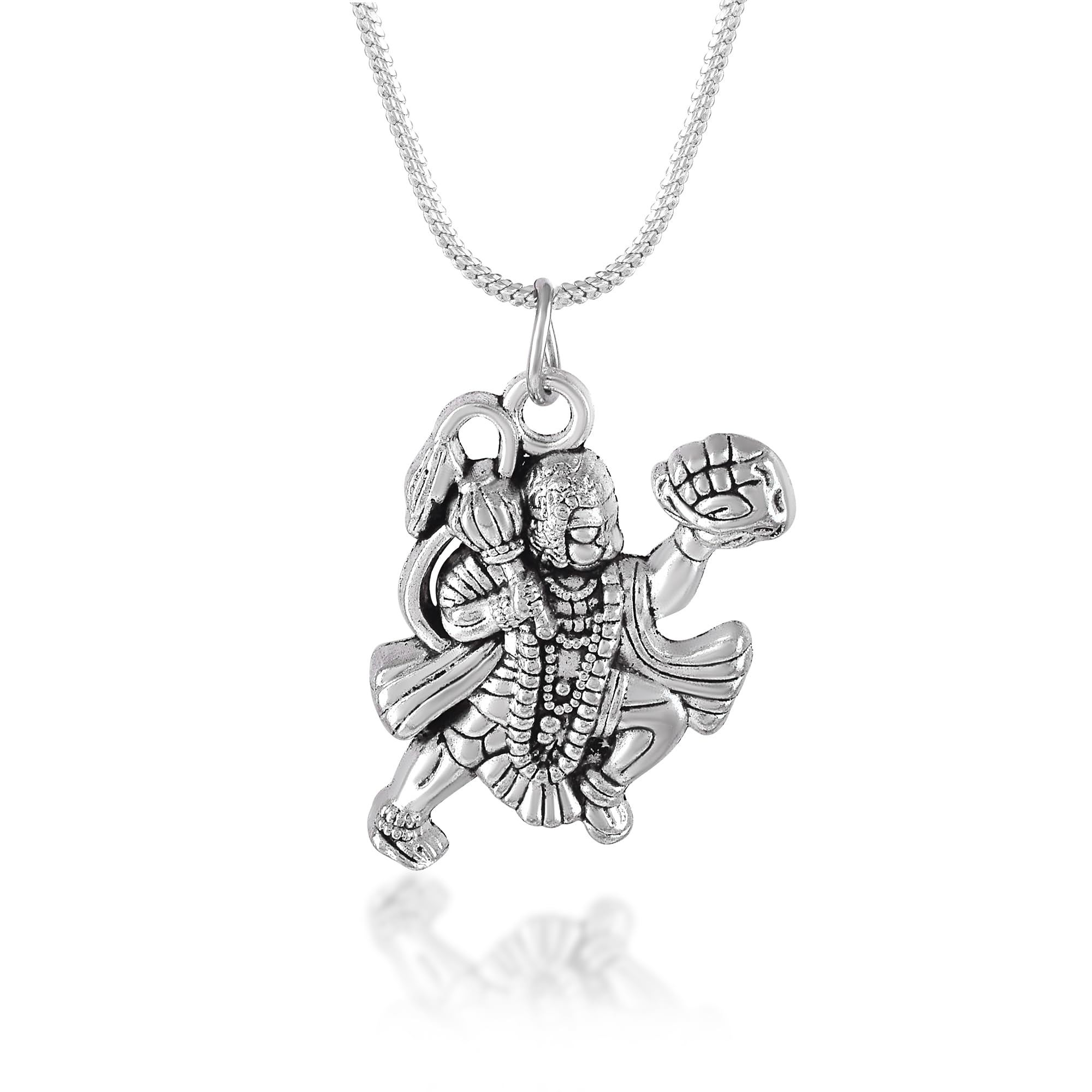 Oxidized Lord Hanuman Pendant with Chain for Men & Women | Bajrangbali Gada & Dronagiri Mountain Design Necklace | Religious Spiritual Jewellery | Ideal Gift for Strength & Protection(ACPC0242)-image-21