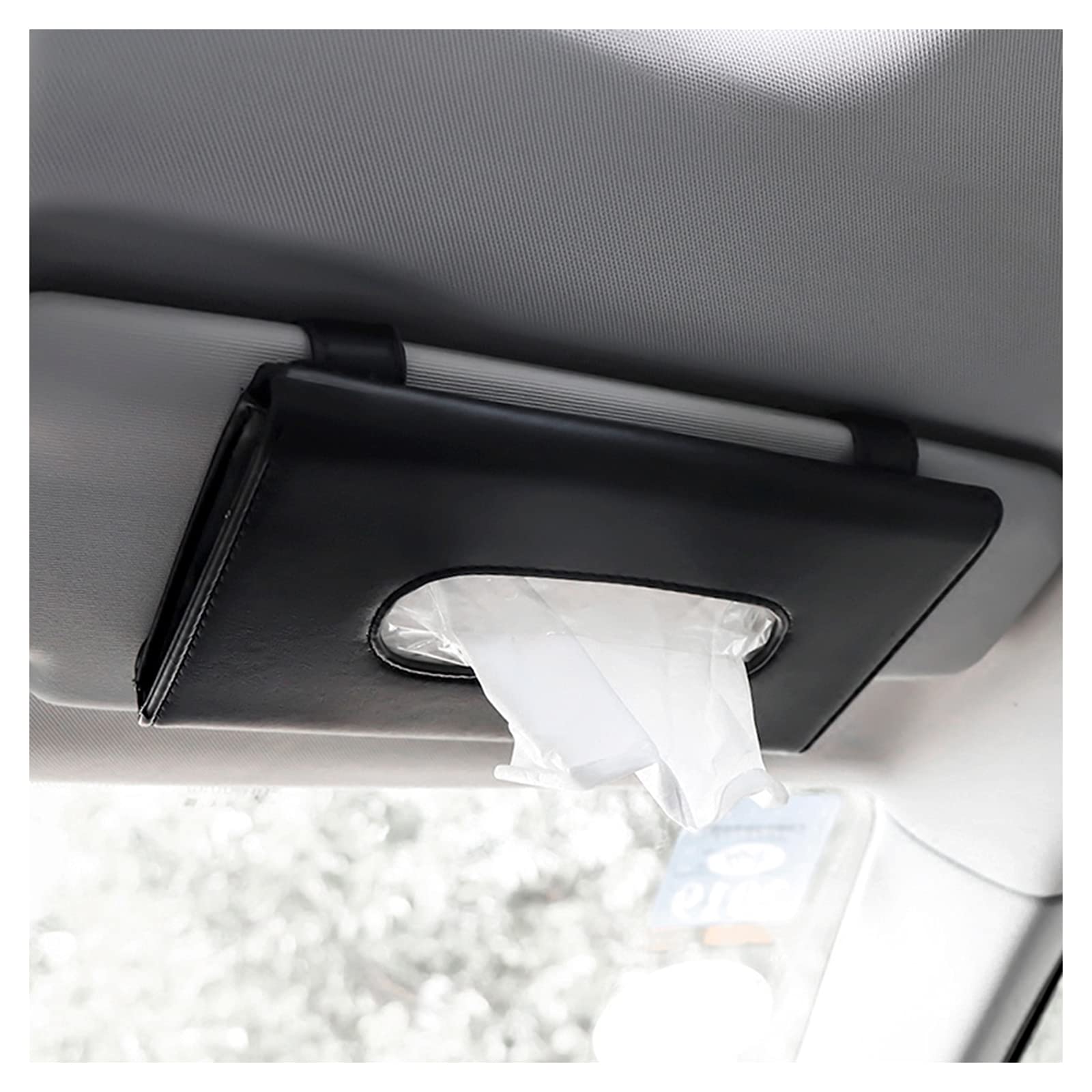 MultiValue Soporte de Visera de Coche para Pañuelos, Visera de Cuero Duradero para Pañuelos Dispensador de Máscara de Visera de Coche, Soporte Universal para Pañuelos de Coche Soporte para Máscara