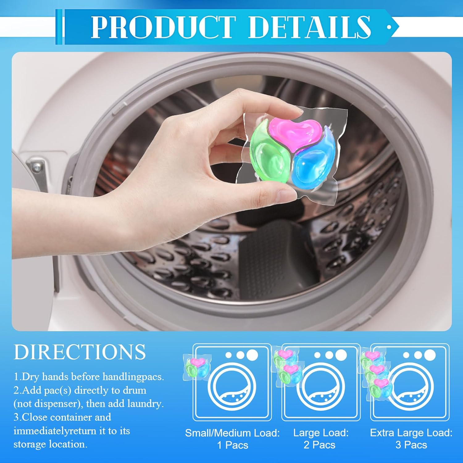 180 Count Laundry Detergent Pods Bulk Washing Machine Detergent Pods 3-in-1 Concentrated for Visible and Invisible Dirt, Fruity Aroma - Image 5