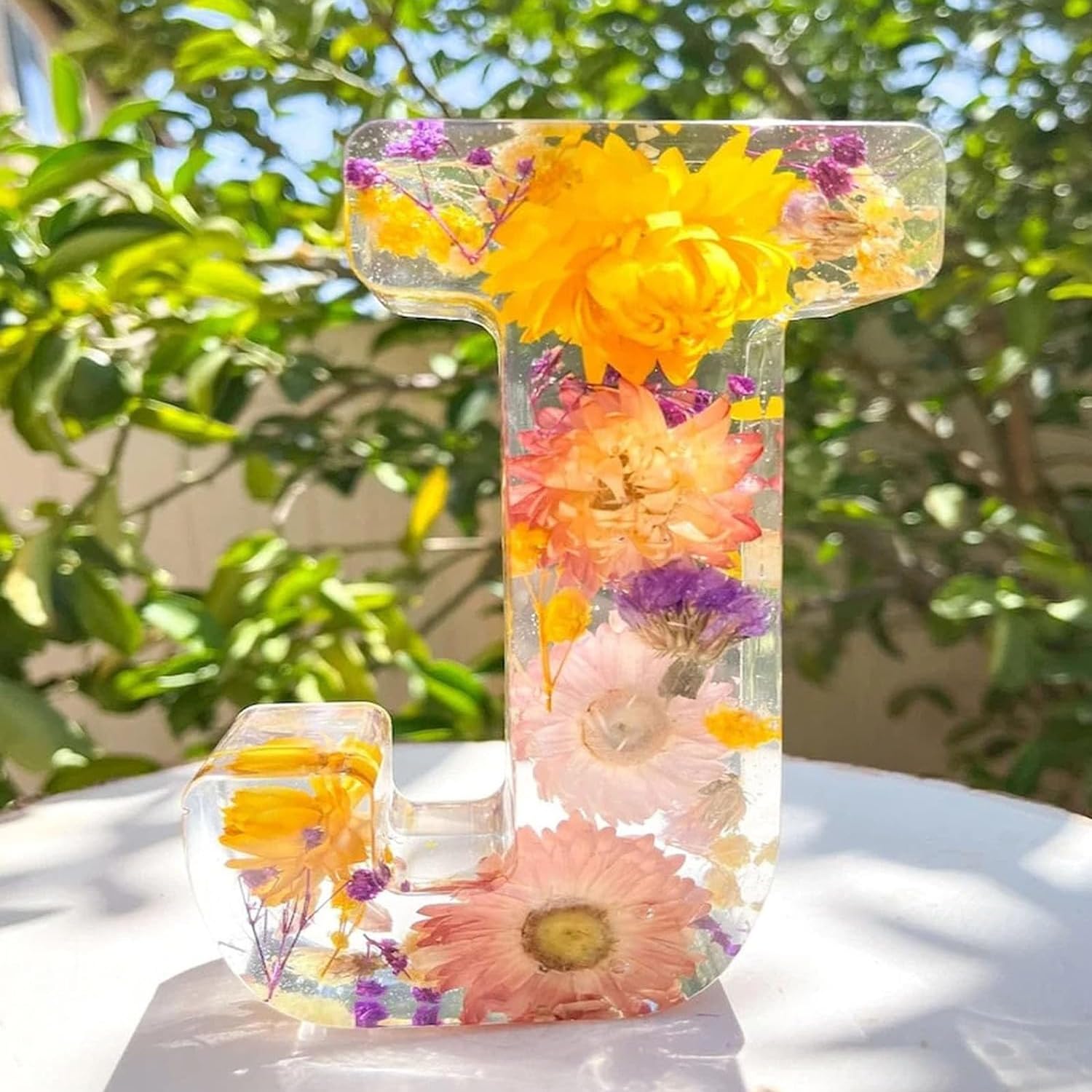 Floral Resin Light, Floral Night Lamp, Letters Floral Resin Nightlight, Random Dried Pressed Flower Resin, Alphabet Light for Mother/Wife/Birthday Gift/Mother's Day Gifts ( Color : J , Size : Onesize