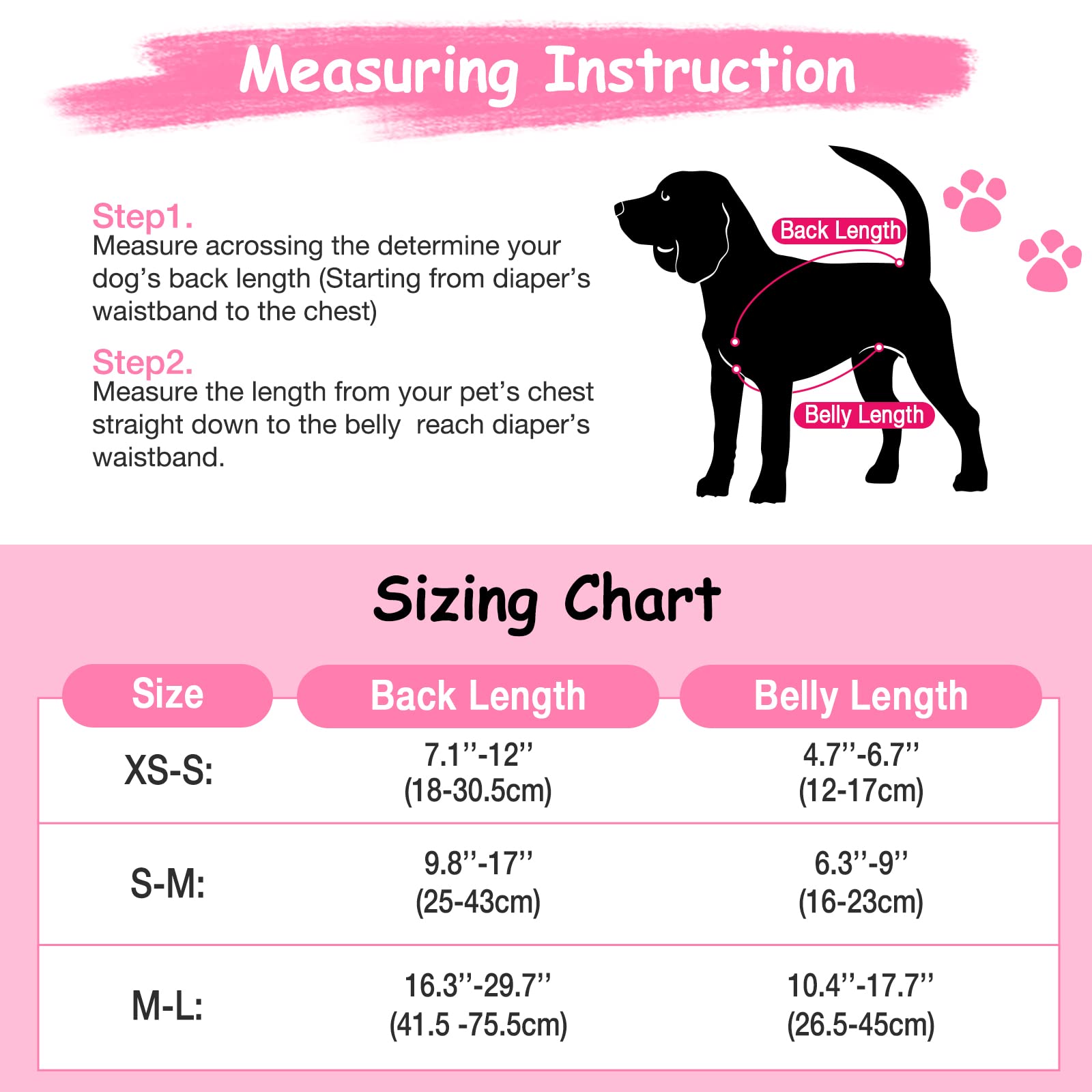 Pet Soft Hundewindel-Hosenträger, 2 Stück Hunde-Hosenträger für Hundewindeln, Hundepampers, Bauchbänder, Haustier-Kleidung (Schwarz-Rosa, M)