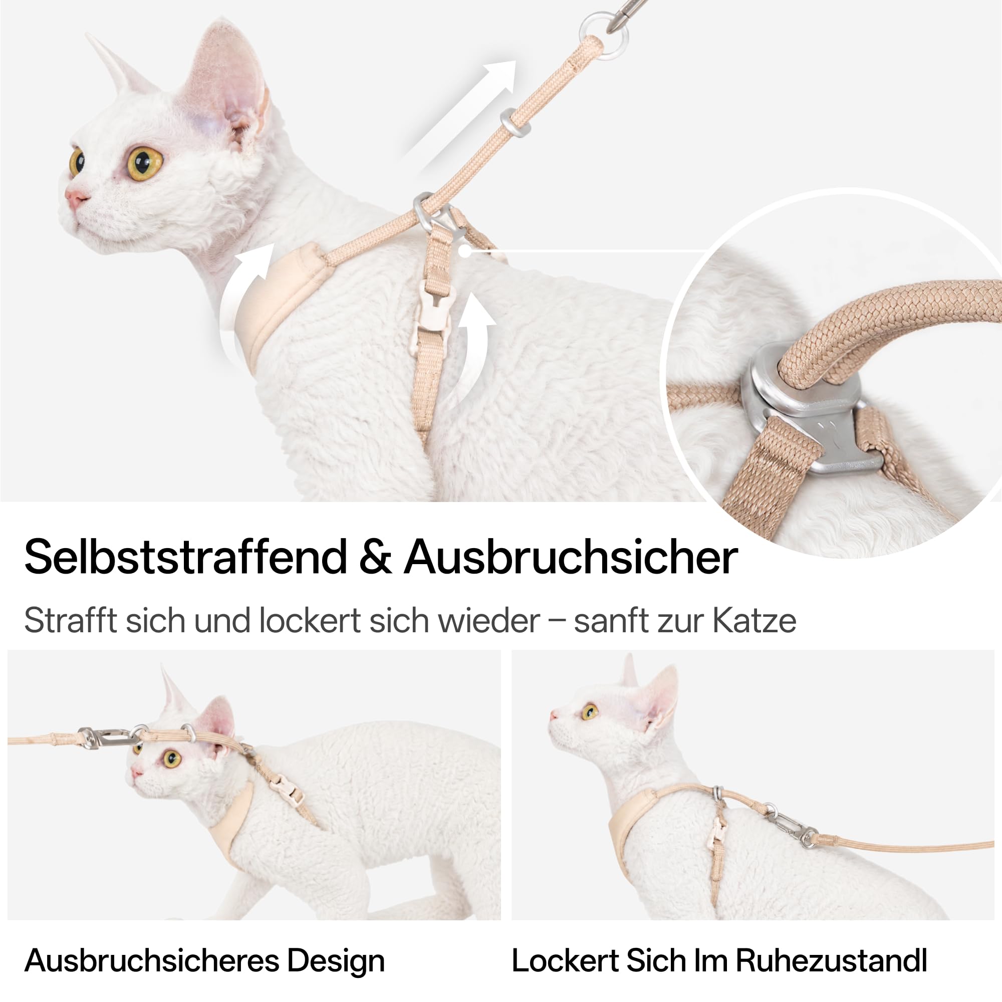 Ausbruchsicheres Katzengeschirr Set, Escape Proof Katzen Harness mit Verstellbarer Katzenleine, Y-Form Anti-Würgen Brustgeschirr für Katzen, Multifunktionale Seilleine (Zartrosa, M)
