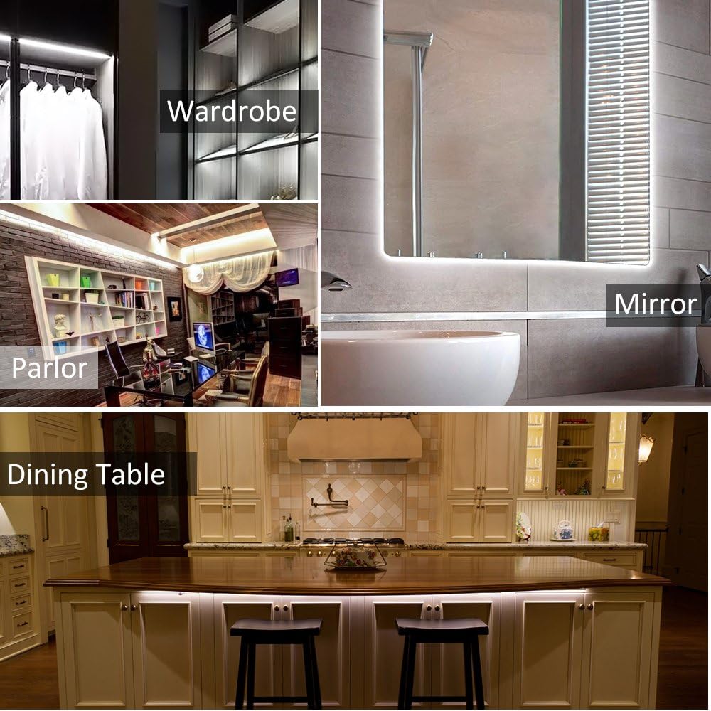 3528 Neutral White LED Light Strip - 300 LEDs, 4000K, 72 Lumens & 1.3 Watts per Foot, 12V DC, Adhesive Backed - for Kitchens, Cabinets, Displays, Bedrooms, Crown Molding & More