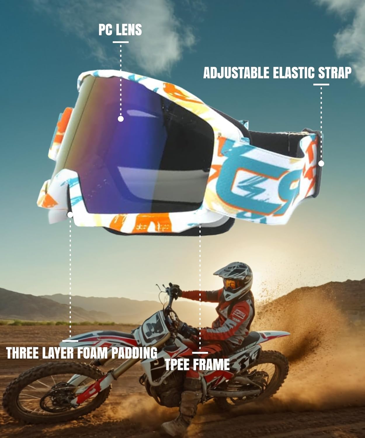 Motorbril Buitensporten ATV Dirt Bike Off Road Racing motor Retro