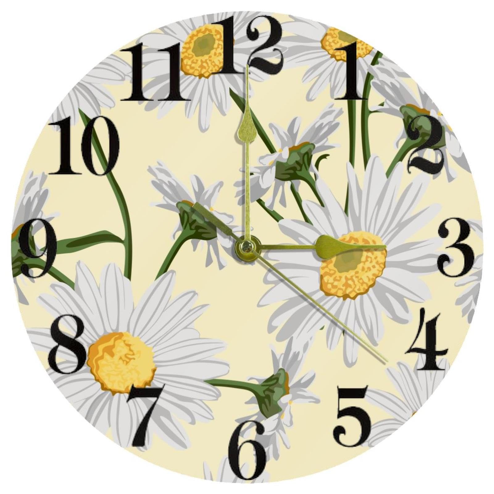 Horloge murale ronde quartz silencieuse blanche pour maison bureau et cuisine