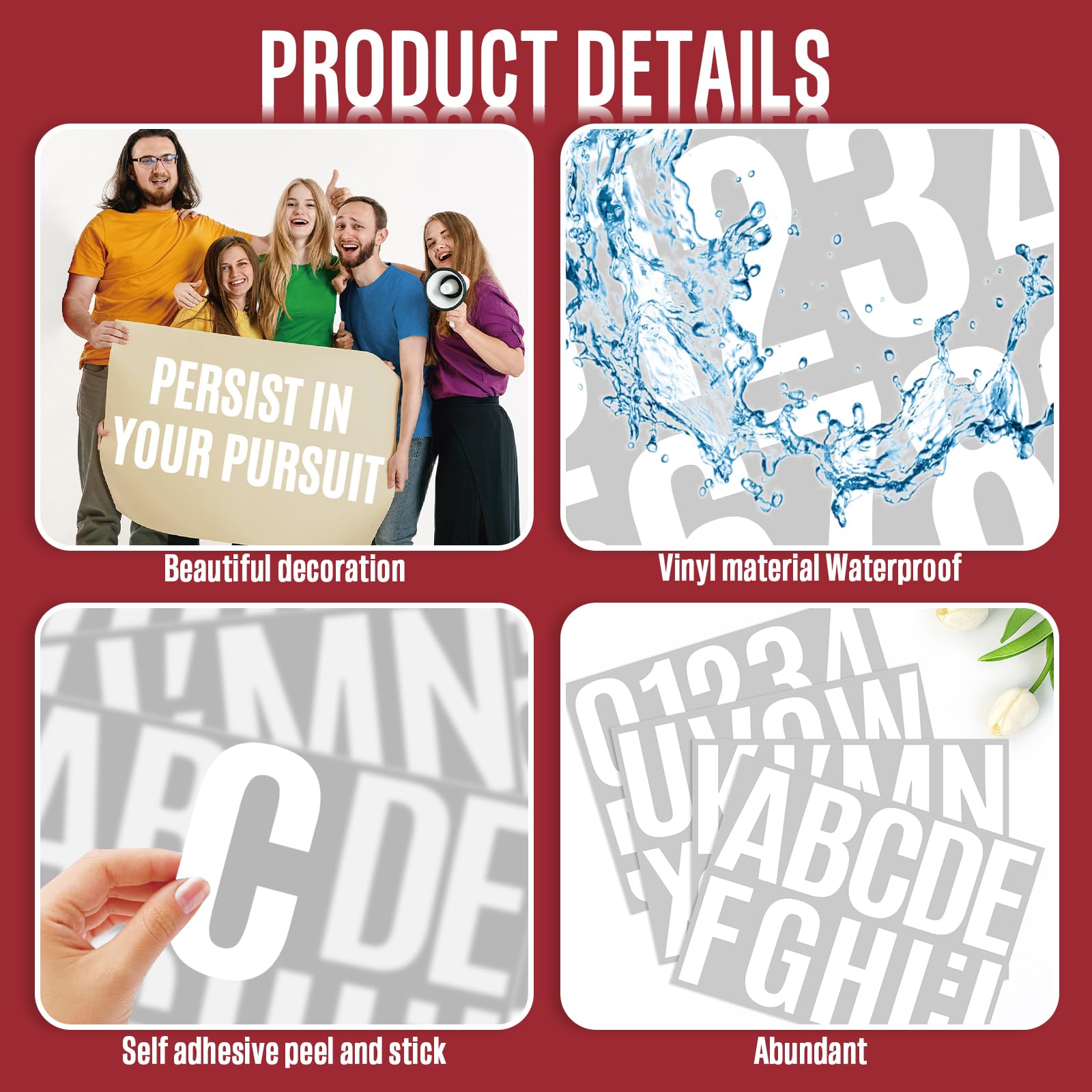 Snapklik.com : 12 Sheets Large Letter Stickers -4 Inch White Vinyl Self ...
